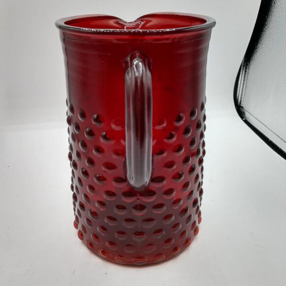 Vintage Anchor Hocking Ruby Red Hobnail Pitcher 8" Tall - Picture 2 of 8